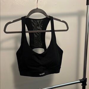 Black Racerback Sports Bra with Mesh Panels fits the WHOOP 4.0